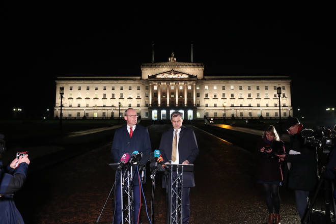 A statement was issued outside the Stormont Parliament buildings in Belfast