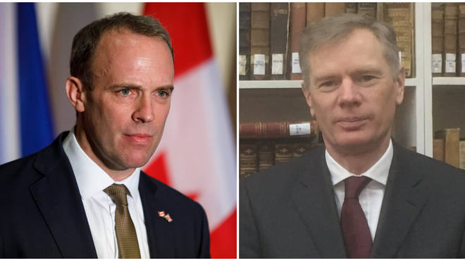 Mr Raab (L) condemned the arrest of Mr Macaire (R)