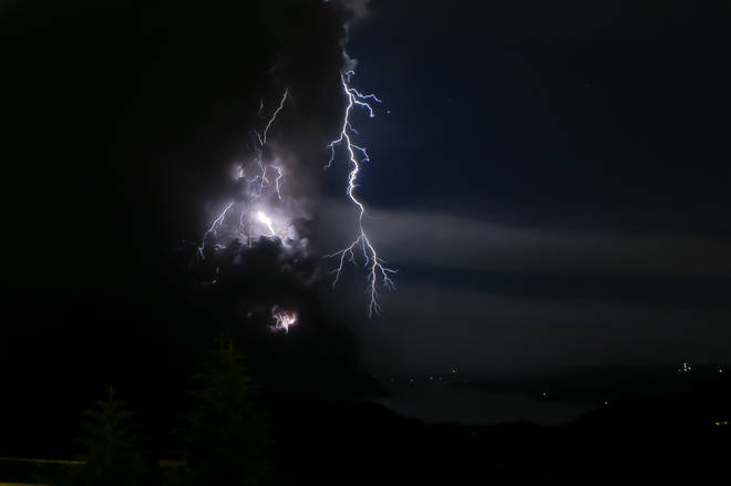 Lightning has been seen around the volcano