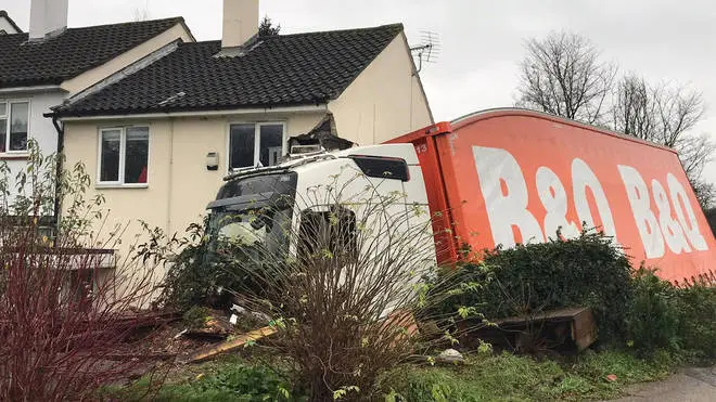 The lorry hit the house just days before Christmas