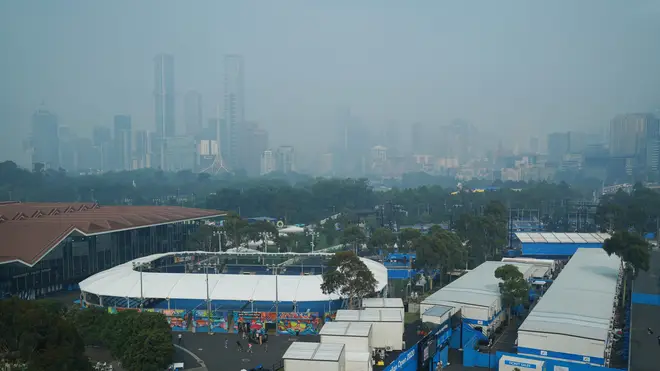 A smoky haze hangs over Melbourne, Australia