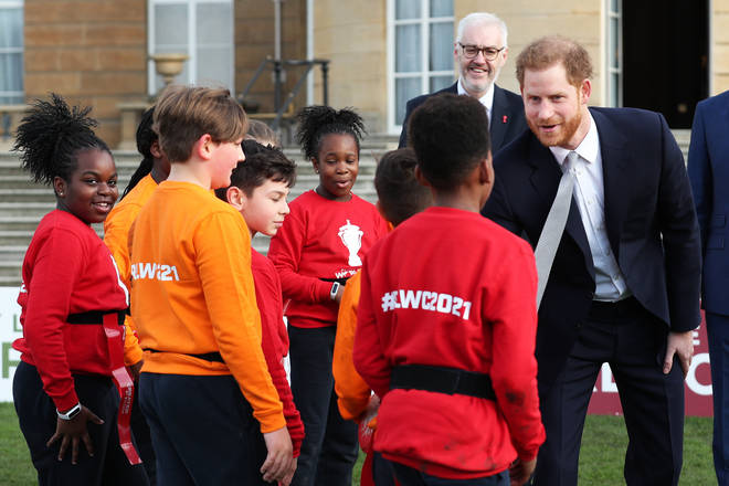 Prince Harry met with children from a local school