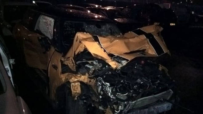 All the cars were left mangled, but miraculously nobody was seriously hurt