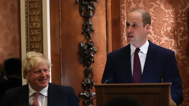 The Duke of Cambridge made a speech while Boris Johnson looked on