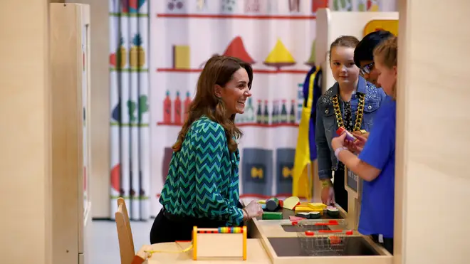 The Duchess of Cambridge meets children at the survey's launch in Birmingham