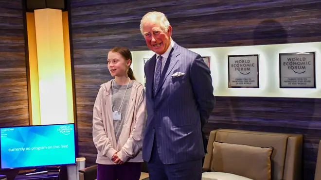 The king-in-waiting exchanged words with the teenage climate activist