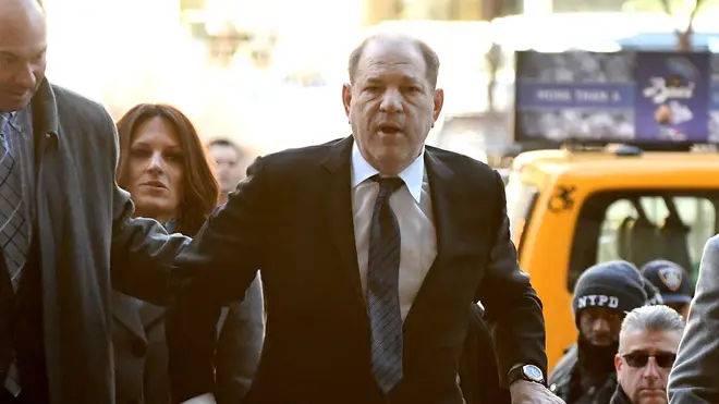 Harvey Weinstein arrives at a Manhattan court on Wednesday