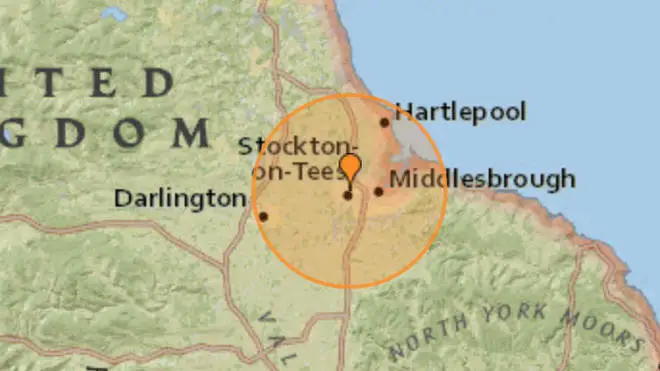 The earthquake was felt near Stockton-on-Tees