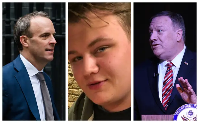 (left to right) Dominic Raab, Harry Dunn and Mike Pompeo