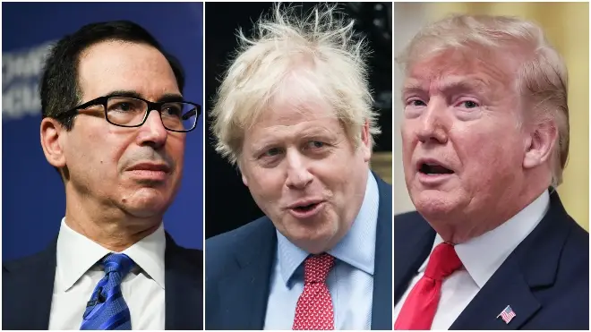 Mr Mnuchin (L) is "quite optimistic" about striking a US-UK trade deal