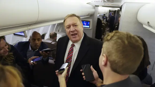 Mr Pompeo was speaking to reporters on his plane to the UK