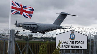 The plane is expected to land at the Brize Norton RAF base at 1.30pm