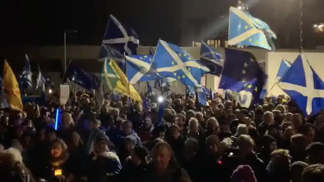 A huge crowd gathered outside the Scottish Parliament in Edinburgh