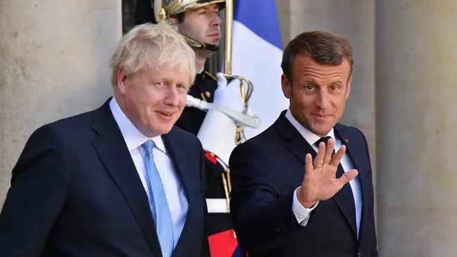 Mr Macron pictured with UK Prime Minister Boris Johnson