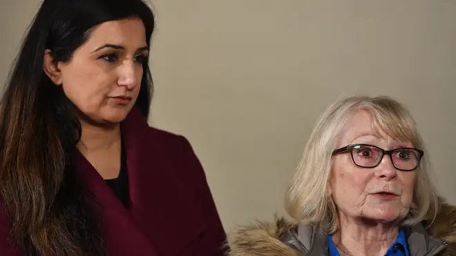 Lesley Cuthbert (right), a victim of Ian Paterson, with her solicitor Kashmir Uppal
