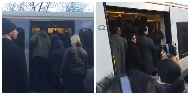 Images posted to social media showed huge delays this morning