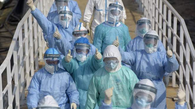 Chinese medical personnel have been seen wearing protective gear
