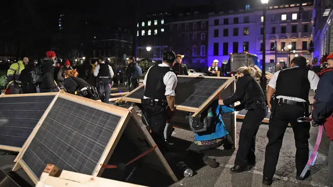 The activist group erected 500 solar panels outside BP's headquarters