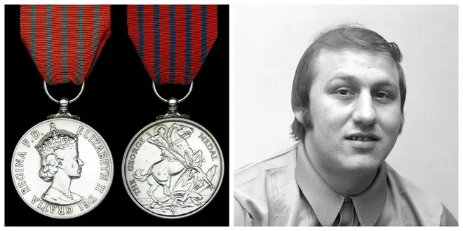 Ronnie Russell and the George Medal he was awarded for saving Princess Anne