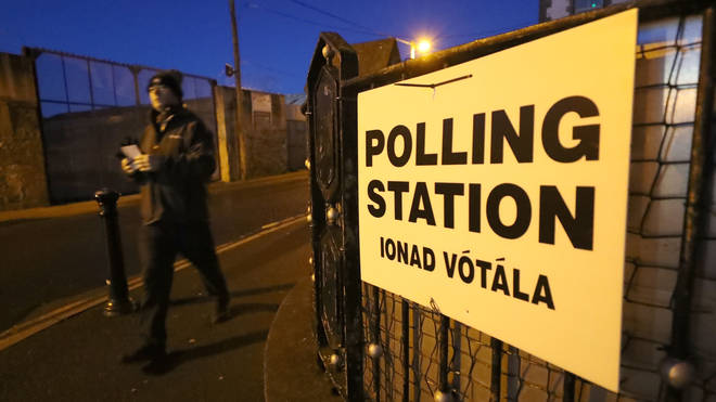 A man enters a Polling Station in Athy, Co Kildare as polls open for the Irish General Election