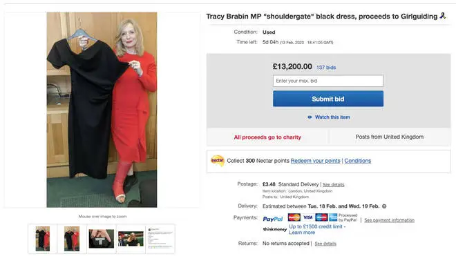The dress had passed the £13,000 mark on Saturday