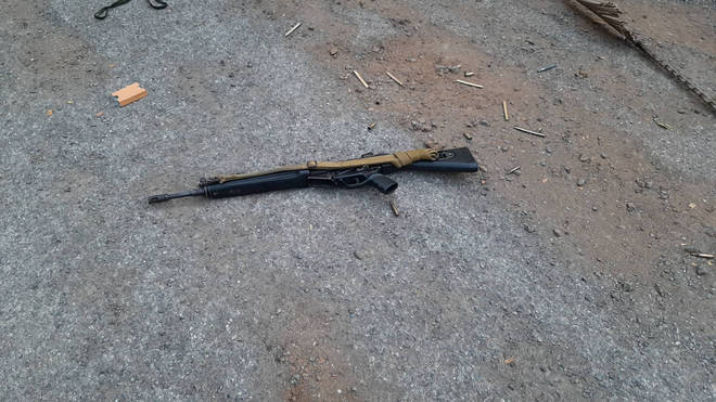 The rifle used by the alleged attacker