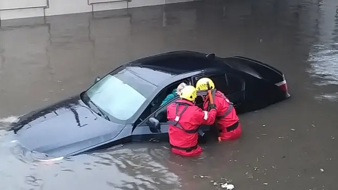 A driver had to be rescued in Blackpool