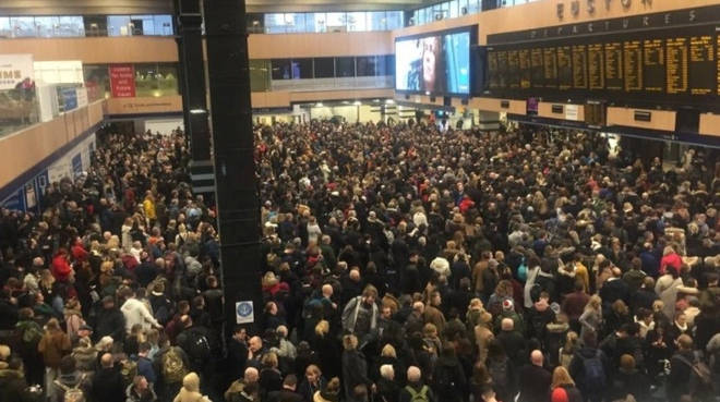 Euston station is exit only due to overcrowding