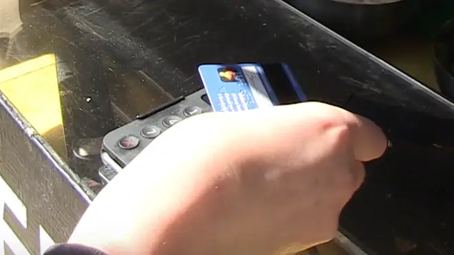 A contactless card being used