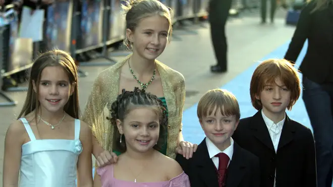 Raphael Coleman pictured with his co-stars at the Nanny McPhee premiere
