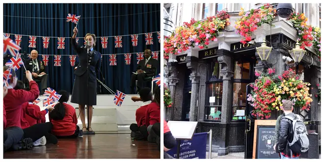 The D-Day Landings perform to raise awareness of the 75th anniversaries of VE and VJ day / Pubs will stay open longer