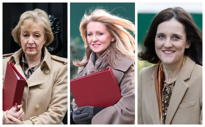 (left to right) Andrea Leadsom, Esther McVey and Theresa Villiers were all ousted from the Cabinet