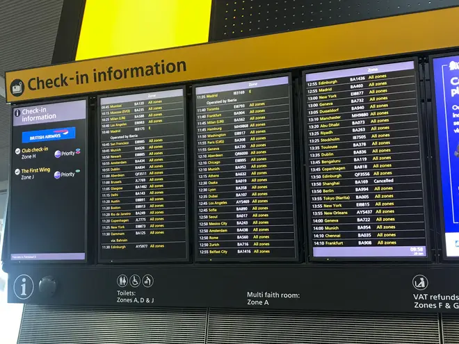 File image of Heathrow departure boards