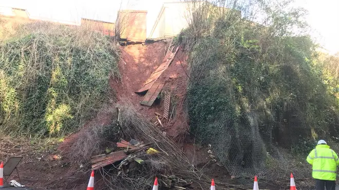 A landslip at Exonia Park in Exeter was just metres from people's homes