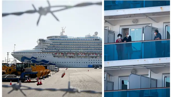 The coronavirus-hit Diamond Princess is docked in Yokohama, off the coast of Japan