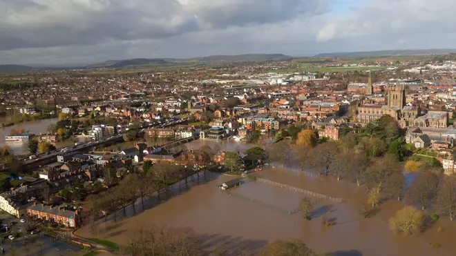 Flooded fields in Hereford