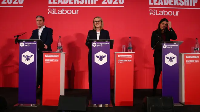 Sir Keir Starmer, Rebecca Long-Bailey and Lisa Nandy speaking at a hustings event for Labour Leader and Deputy Leader