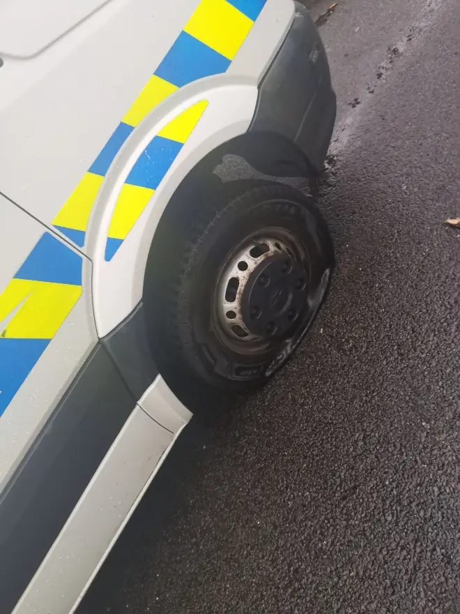 Two of the vehicles had their tyres slashed