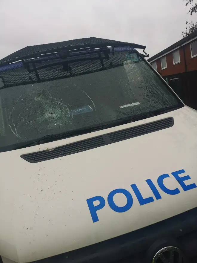Two of the vehicles had their windscreens smashed