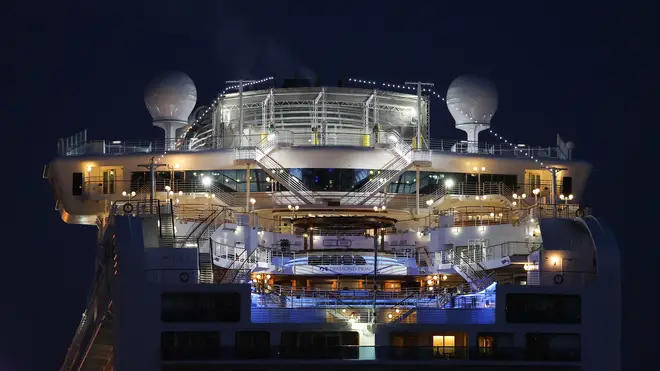 Diamond Princess cruise ship at Daikoku Pier on February 21, 2020 in Yokohama, Japan