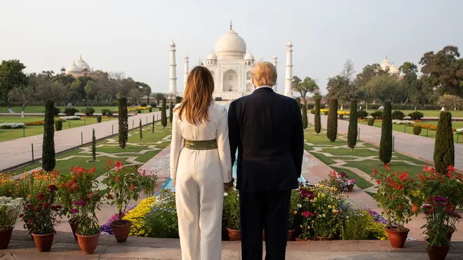 Donald Trump and his wife Melania at the Taj Mahal