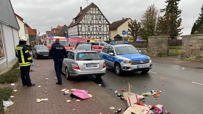 At least 30 people were injured when the car ploughed into the crowd