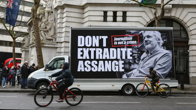 Supporters of Julian Assange gather outside Australia House