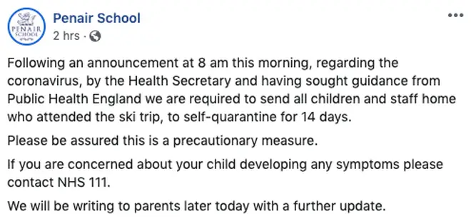 The school announced the decision on Facebook
