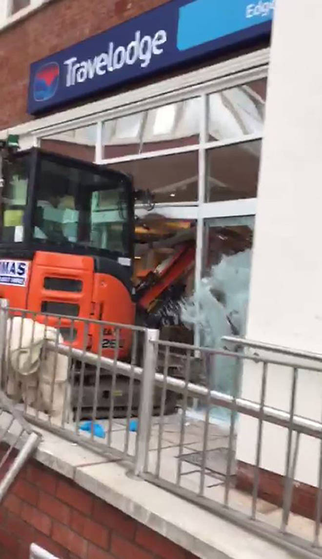 John Manley drove the digger into the Travelodge hotel in Liverpool last January