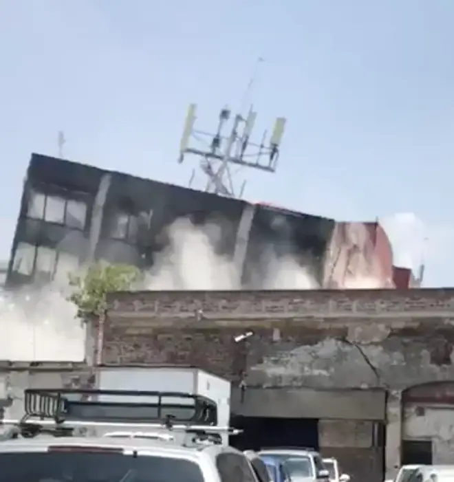 Buildings collapsing in Mexico City were caught on camera