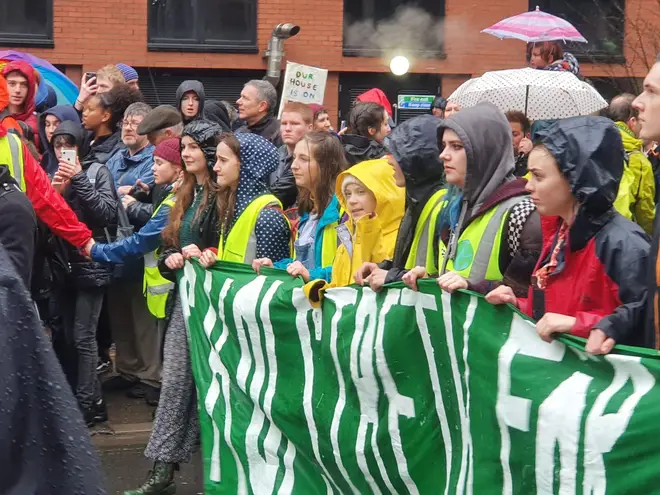 The eco activist marched with climate campaigners in Bristol