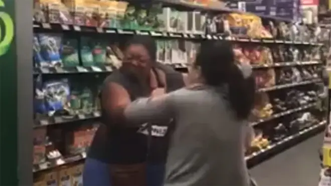 The women were filmed fighting over toilet paper