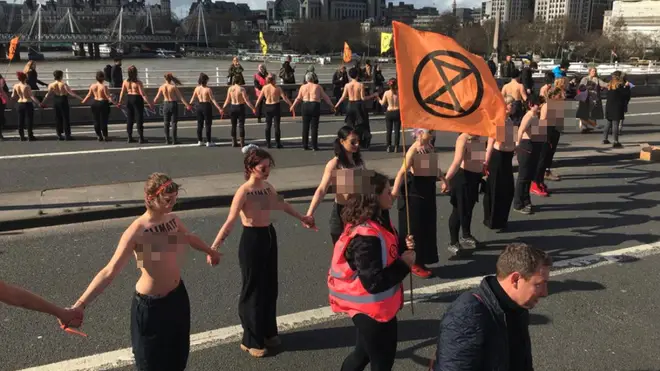 The women carried out their protest on Waterloo Bridge