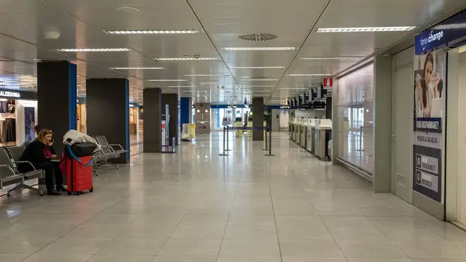 Linate airport is almost completely empty due to the Coronavirus emergency